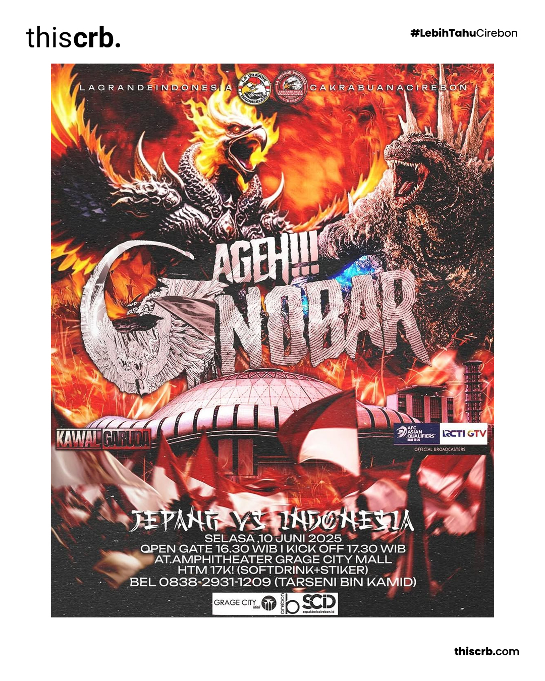 Info Nobar Jepang vs Indonesia di Cirebon