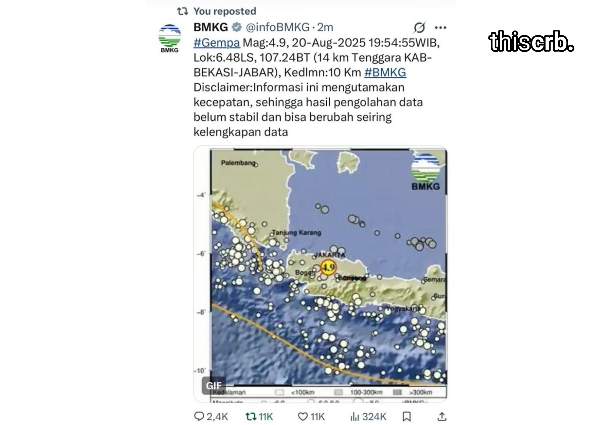 NEWS! Gempa Bekasi 4,9 Magnitudo, Warga Rasakan Guncangan