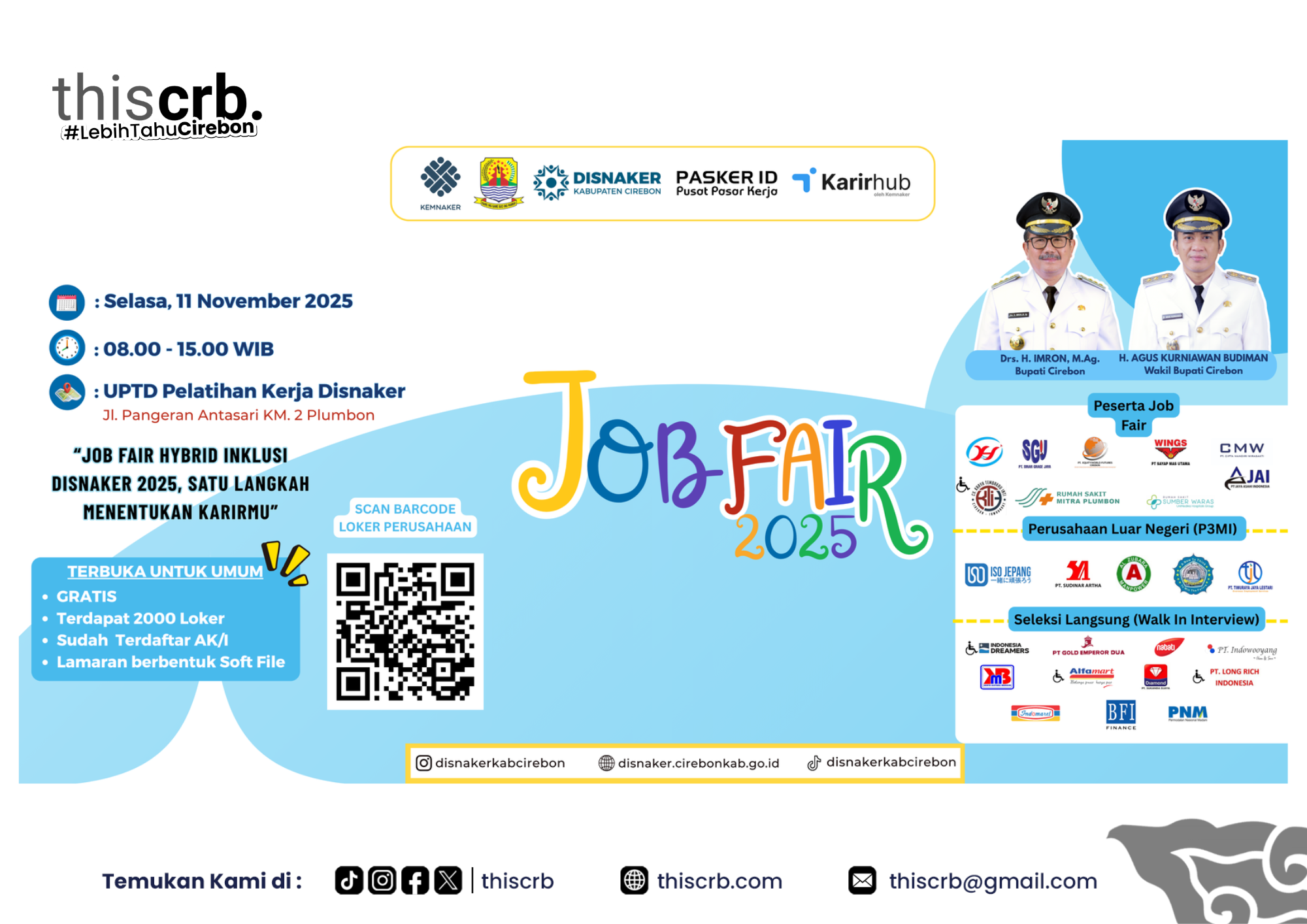 Job Fair Hybrid Inklusi Disnaker Cirebon 2025 Hadir dengan 2.000 Lowongan Pekerjaan, Gratis untuk Umum