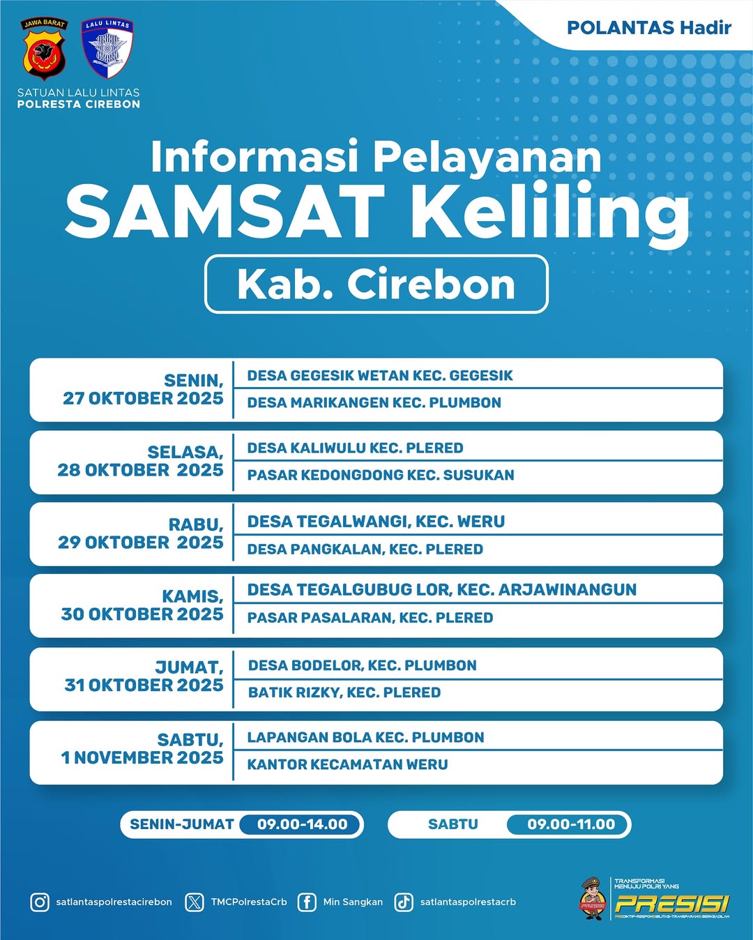 Jadwal Samsat Keliling Cirebon Terbaru