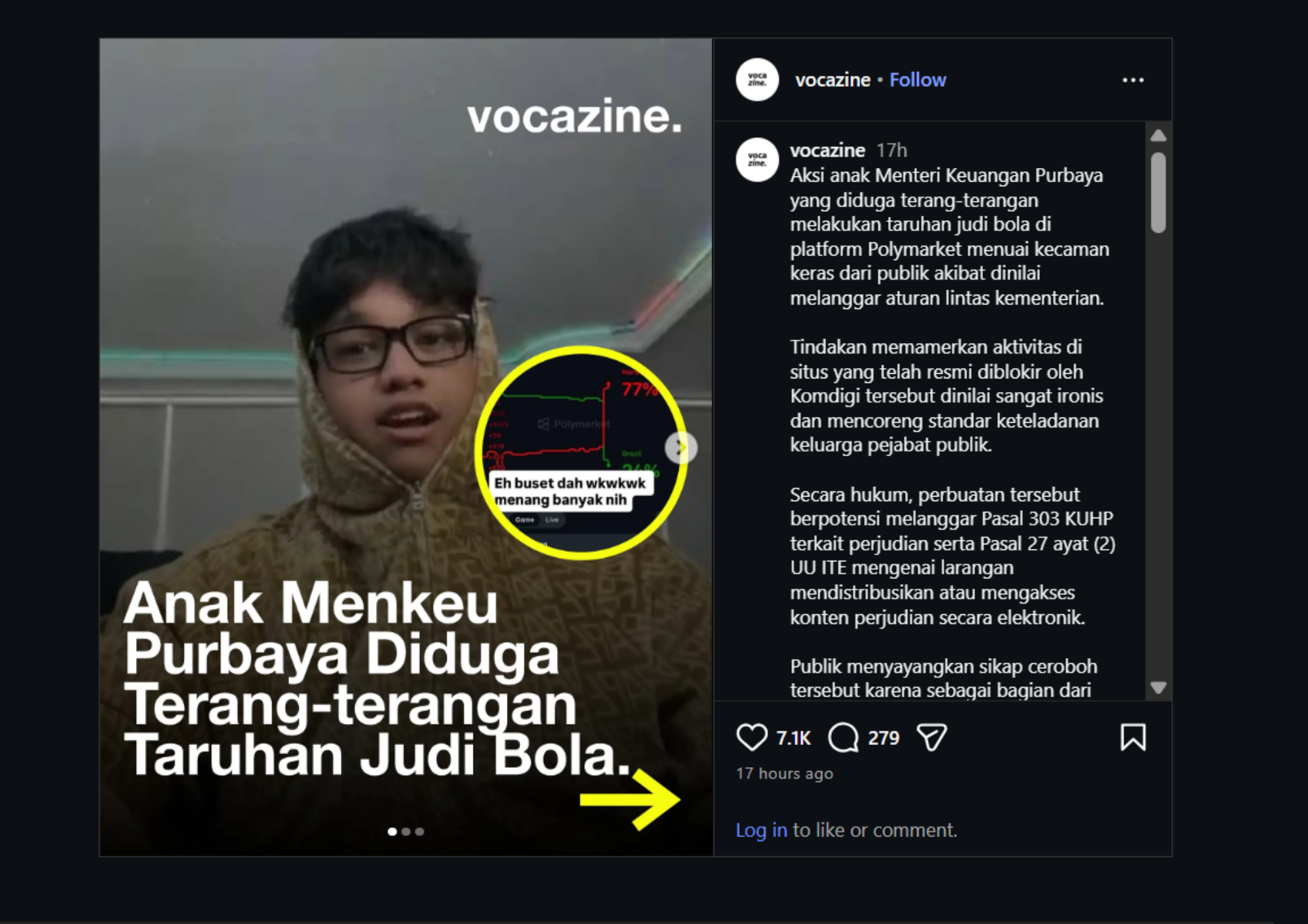 Diduga Main Judi Bola, Anak Menkeu Purbaya Dikecam Publik